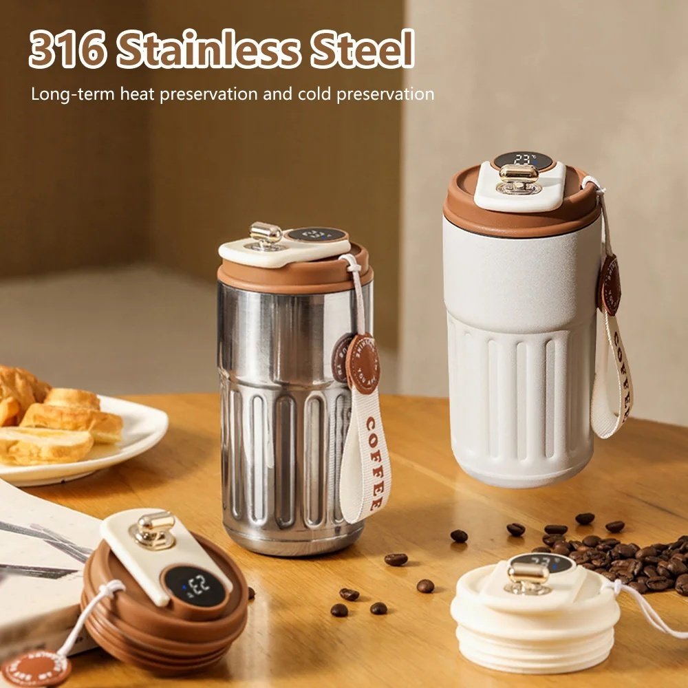 ThermosBottle Coffee Thermos with Digital LED Temperature Stainless Steel Thermal 450 ml